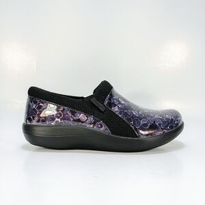 Alegria Duette Womens 5 Or EU 35 Black And Purple Floral Slip On Shoes Clogs